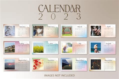 Premium Vector Aestethic Nature Calendar 2023