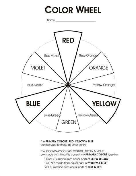 Free Printable Color Wheel Worksheet Printable World Holiday