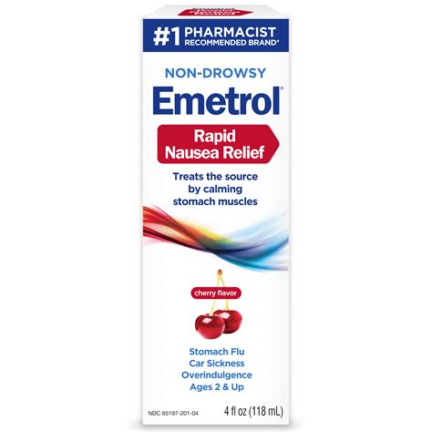 emetrol nausea and upset stomach relief liquid medication cherry 4 oz