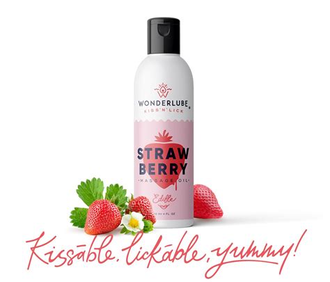 Wonderlube Kiss N Lick Edible Massage Oil Strawberry 120ml