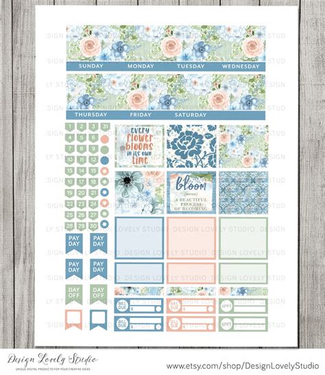 Printable Floral Monthly Planner Stickers Spring Monthly Etsy