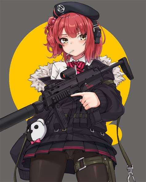 Red Hair Anime Girl With Gun ~ Anime Girl