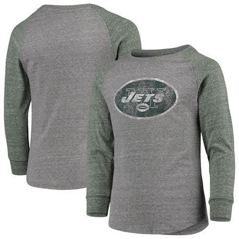 New York Jets Nfl Pro Line By Fanatics Branded Youth Tri Blend Raglan
