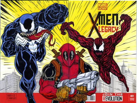 Venom And Carnage Vs Deadpool Sketch Cover By Mdavidct On Deviantart