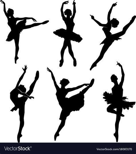 Ballet Female Dancers Silhouettes Images Vector Image