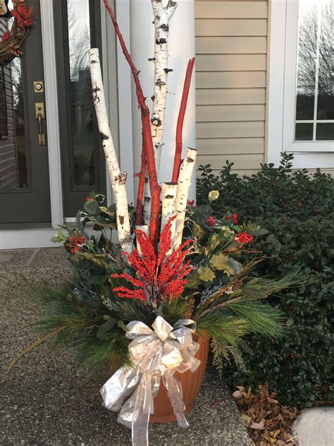 Christmas Planter 2016 Cant Find Birch Branches Create Them Yourself