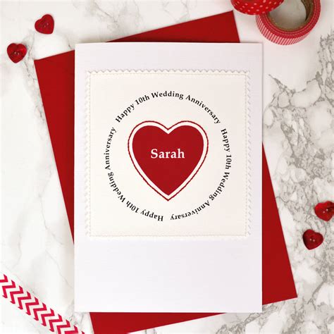 Heart Personalised Wedding Anniversary Card By Jenny Arnott Cards