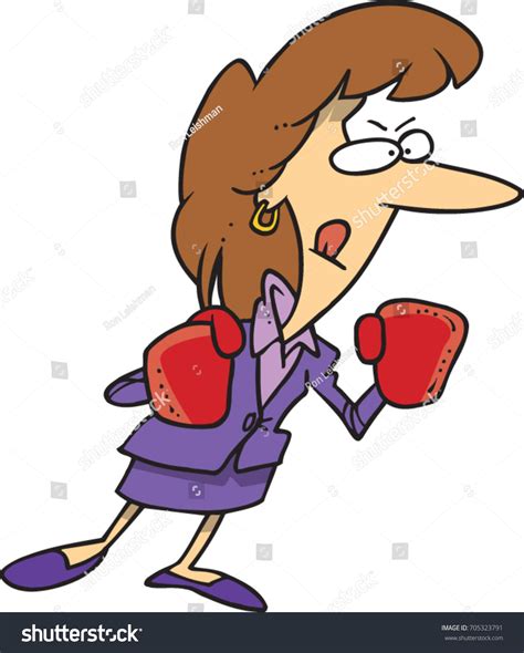 Cartoon Business Woman Wearing Boxing Gloves Stock Vector Royalty Free