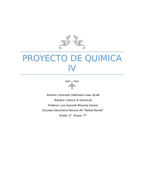 Doc Proyecto De Quimica Iv Azael Gonzalez