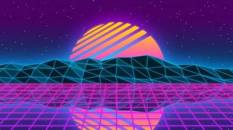 Neon Sunset Synthwave Abstract Digital Art 4k 90 Wallpaper