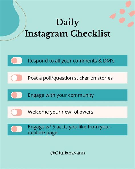 Daily Instagram Checklist Instagram Marketing Tips Instagram Checklist