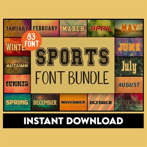 Sports Font Bundle Sporty Font Varsity Font Bundle College Etsy