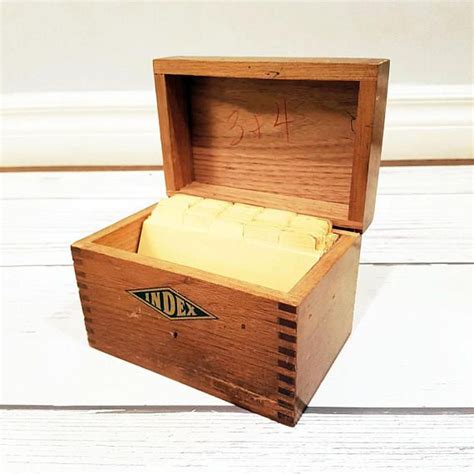 Index cards may not grace the pages of history textbooks, but they played an important role in human history: Vintage Wooden Index File Card Recipe Box Standard 3x5 Size | Recipe box, Recipe cards, Wooden boxes