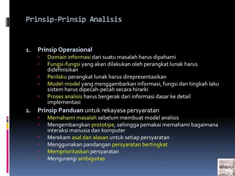 Ppt Konsep Dan Prinsip Analisis Analisis Persyaratan Prinsip Prinsip Analisis Area Kerja