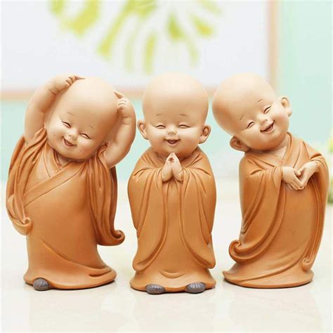 Little Monk Sculpture Resin Hand Carved Buddha Statue Home Car
