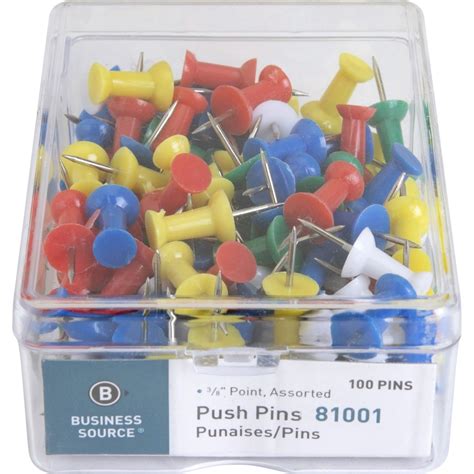 Business Source 12 Head Push Pins 050 Head 100 Box Assorted Servmart