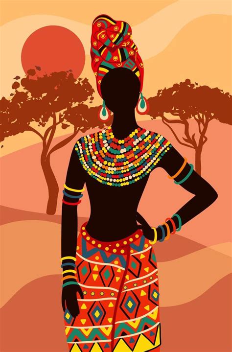 Beautiful Ethnic African Woman Drawing 16508289 Vector Art At Vecteezy