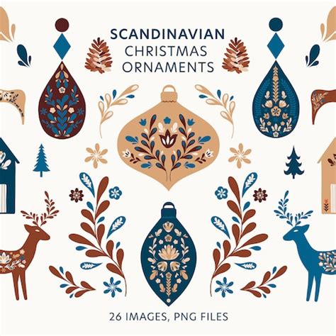 Scandinavian Christmas Clipart Nordic Christmas Folk Etsy