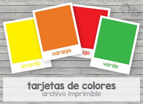 Tarjetas De Colores Imprimibles Para Niños En Español Etsy España