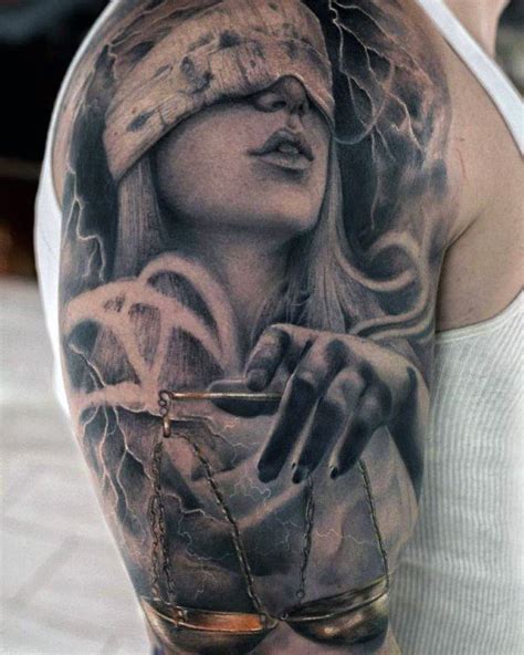 Half Sleeve Guys 3d Lady Justice Tattoo Designs Más Tatuaje De La Justicia Balanza De La