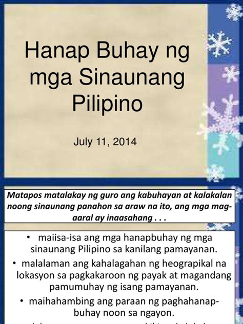 Hanapbuhay Ng Mga Pilipino Noon At Ngayon