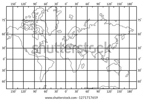 World Latitude Longitude Map Vector Template Stock Vector Royalty Free