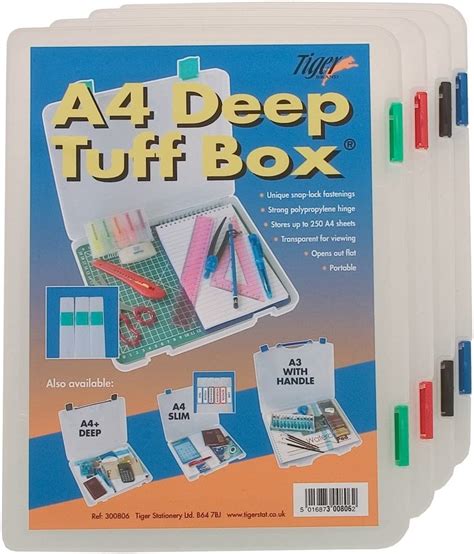 4 X A4 Deep Clear Tuff Storage Box Multi Purpose Organiser
