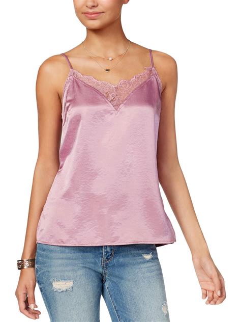 One Hart One Hart Womens Satin Lace Trim Cami Pink S