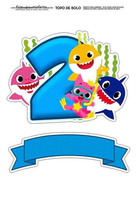 Baby Shark Party With Number 2 Free Printable Cake Toppers Oh My Baby