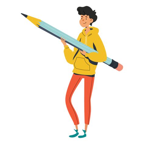 Maybe you would like to learn more about one of these? Boy with big pencil character - Transparent PNG & SVG ...