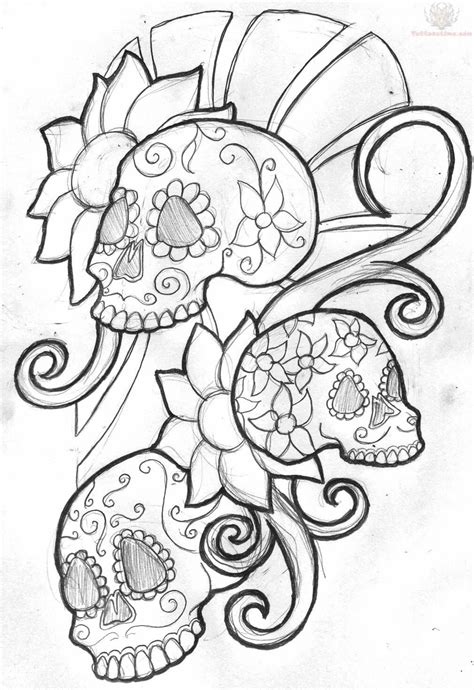 Mexican Sugar Skull Tattoo Design 1009×1469 Татуировки сахарных