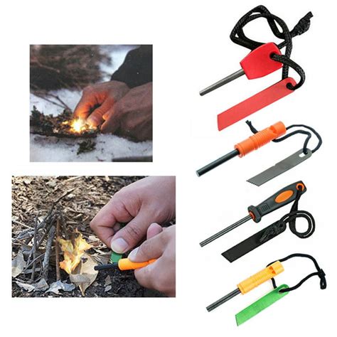 Emergency Magnesium Rod Fire Starter Scrapper Survival Kit Camping Tool