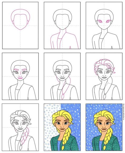 Easy How To Draw Elsa Tutorial And Elsa Coloring Page How To Draw
