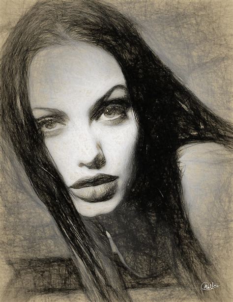 Angelina Jolie Sketch Digital Art By Quim Abella