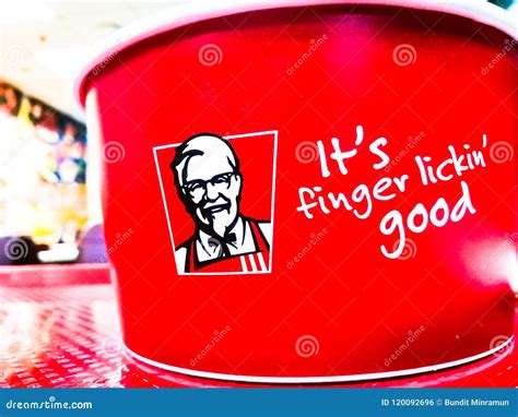 KFC Kentucky Fried Chicken Branding Logo With Slogan It S Finger Lickin Good Editorial Photo