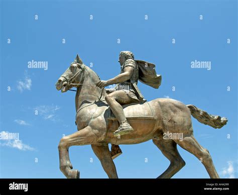 Statue Of King Alexander The Great In Pella Macedonia Greece Stock