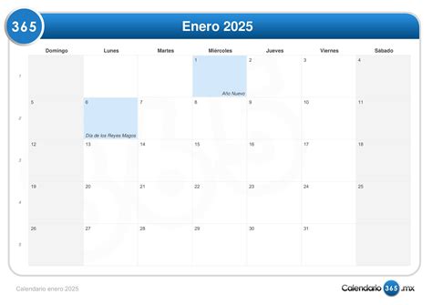 Calendario Enero 2025