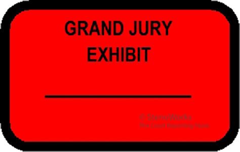Grand Jury Exhibit Labels Stickers Red Free Shipping Stenoworks The