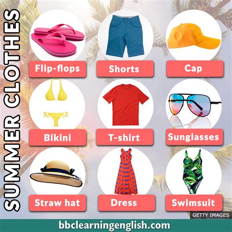 Summer Clothes Vocabulary In English Fluent Land