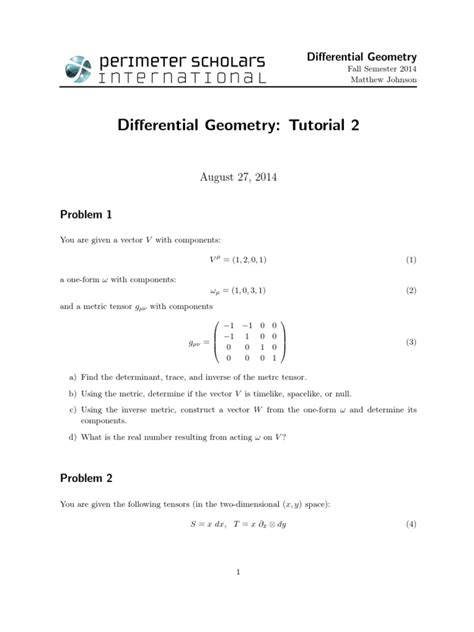 Differential Geometry Tutorial 2 Pdf