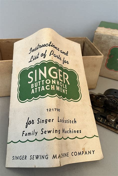 Vintage 1946 Singer Lockstitch Buttonhole Attachment 121795 Original