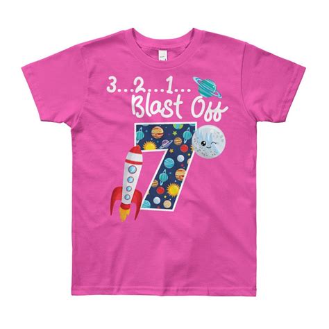 Outer Space Blast Off 7 Year Old 7th Birthday Party T Shirt Etsy
