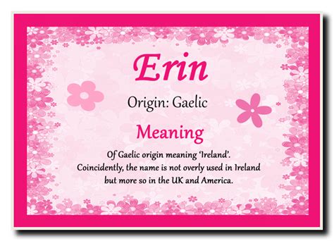 Erin Personalised Name Meaning Jumbo Magnet The Card Zoo