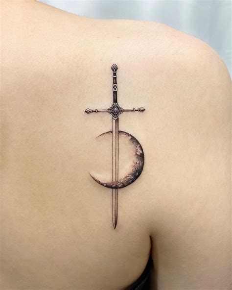 The 45 Coolest Crescent Moon Tattoos And What They Mean Sword