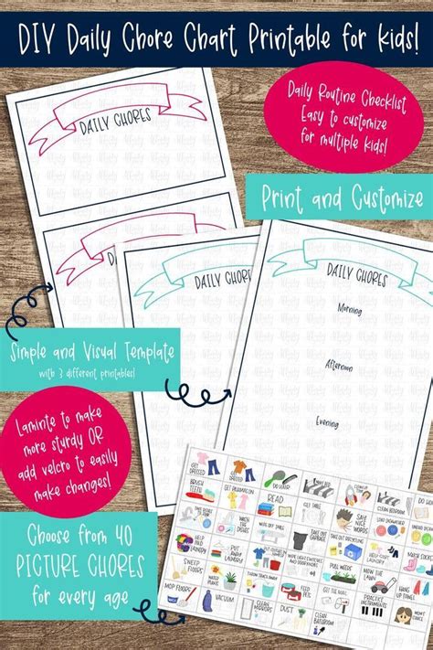 Diy Daily Chore Chart Printable For Custom Chore Charts For Kids In