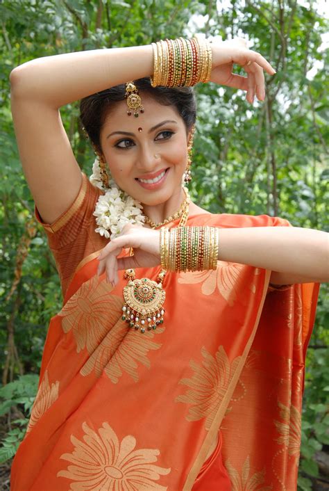 South Actress Sada Orange Saree Photos Indian Actress Sarees