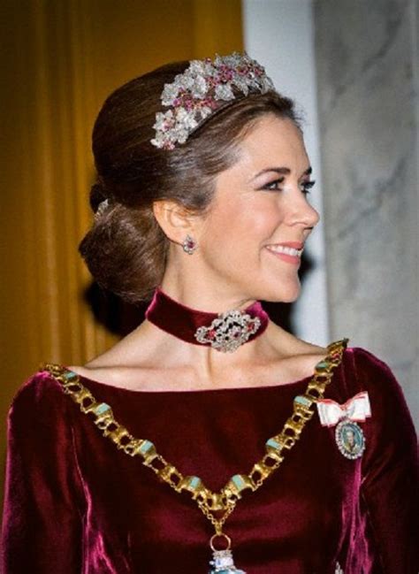 Crown Princess Mary Of Denmark Wears A Ruby Parure Tiara As She Attends