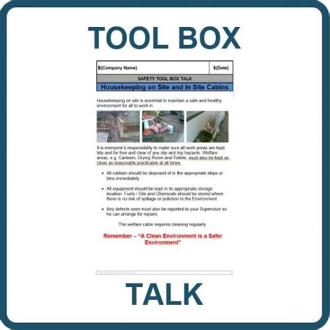 Housekeeping Toolbox Talk Template