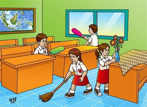 Karikatur Lingkungan Sekolah Inaru Gambar