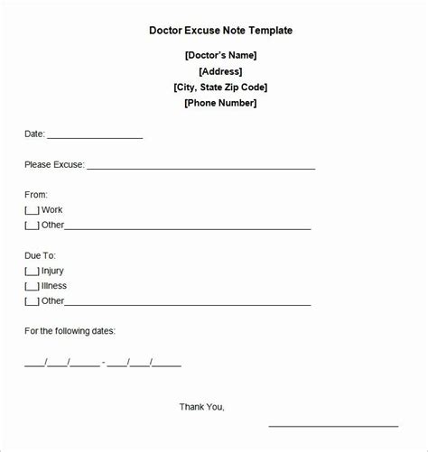 Doctor Excuse Template For Work Best Of Doctor S Note Templates Blank Formats To Create